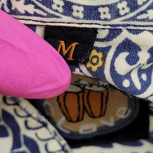 Vintage Baroque Rococo Tile Print Button Shirt M/L 24x28 Oversized Baggy - Picture 7 of 13